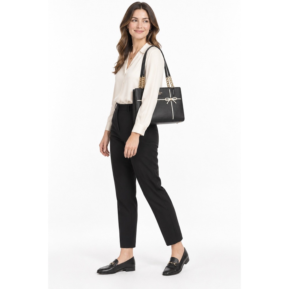 KATE SPADE Cherry Street Small Phoebe Black Leather Bow Shoulder Bag